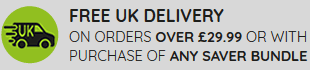Free UK delivery on orders over £29.99 or with purchase of any saver bundle